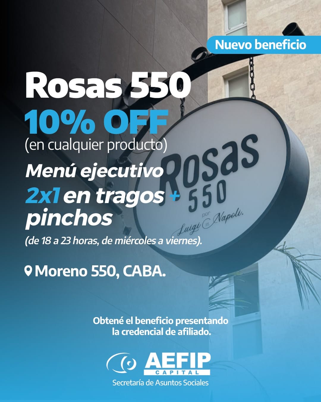 Rosas 550: 10% OFF en cualquier producto para afiliados de AEFIP Capital